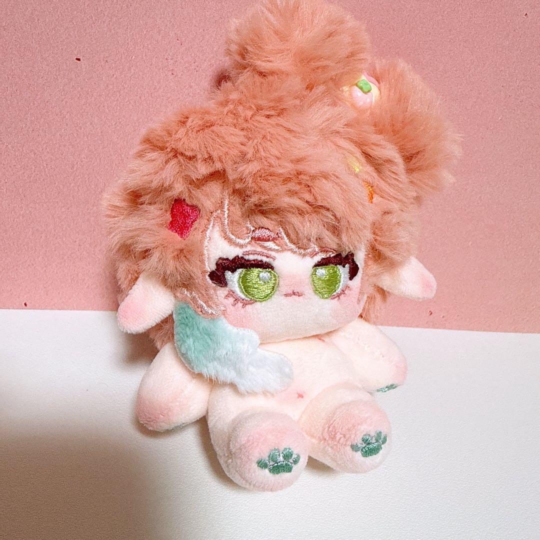 無属性　自作ぬいぐるみ　オレンジピンクリボンのエルフ女の子　骨付き