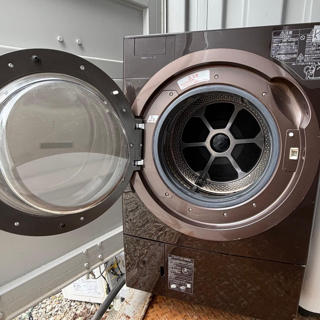 運搬取付無料！グレインブラウン純正TOSHIBA大容量パワフル洗濯乾燥機！完動品