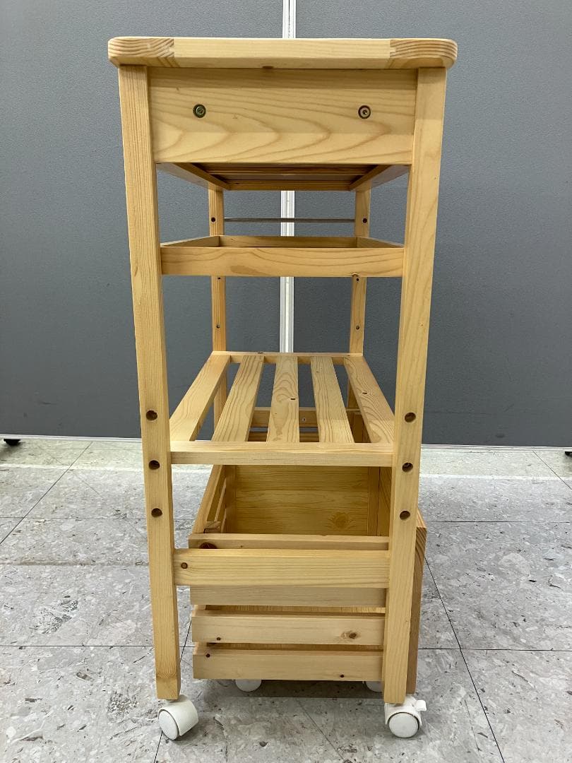 LOWYA キッチンワゴン キャスター付き ナチュラル