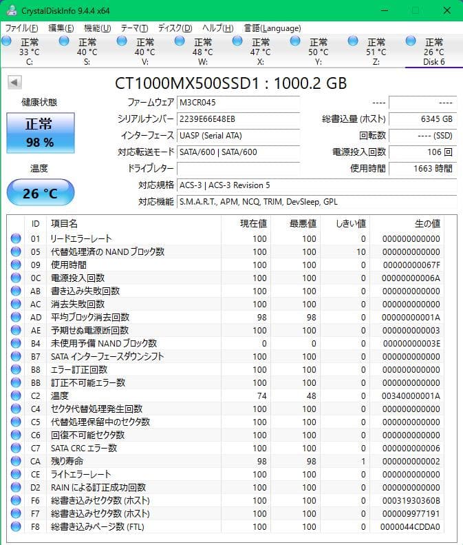 crucial MX500 2.5インチ SSD 1TB