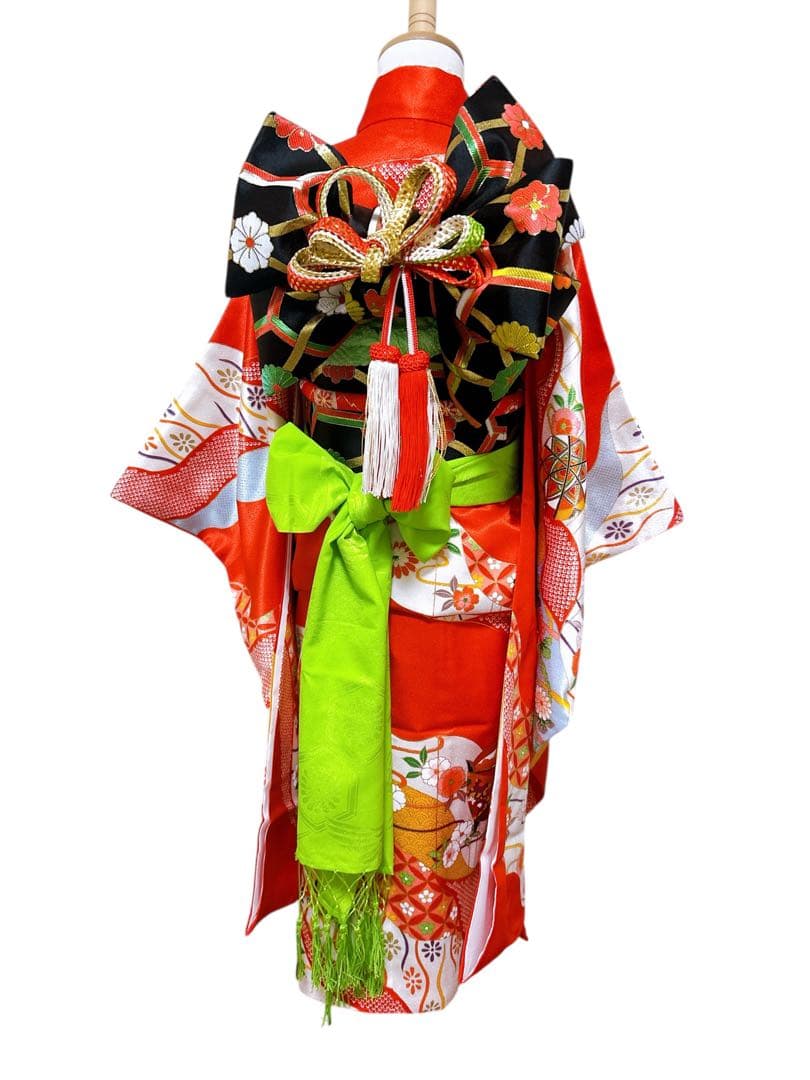 王道!!赤系♡七五三　7歳　女の子　フルセット　一式　朱赤　黒