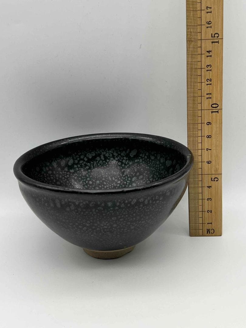 宋時代　黑釉油滴天目茶碗 建窯茶盞 旧家蔵出し 唐物　古賞物(A-59)