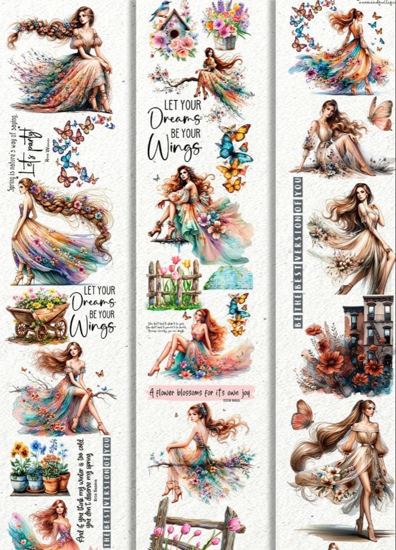 海外マステ切り売り ScrapbookArtSupply 花 フェアリー 妖精