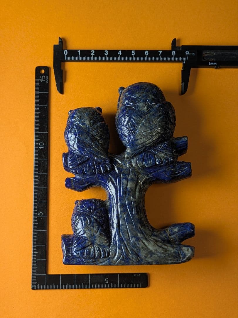 天然石 ラピスラズリのふくろうの親子の置物です。工芸品！一点物！
