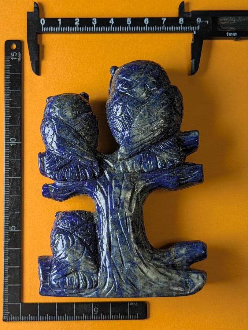 天然石 ラピスラズリのふくろうの親子の置物です。工芸品！一点物！