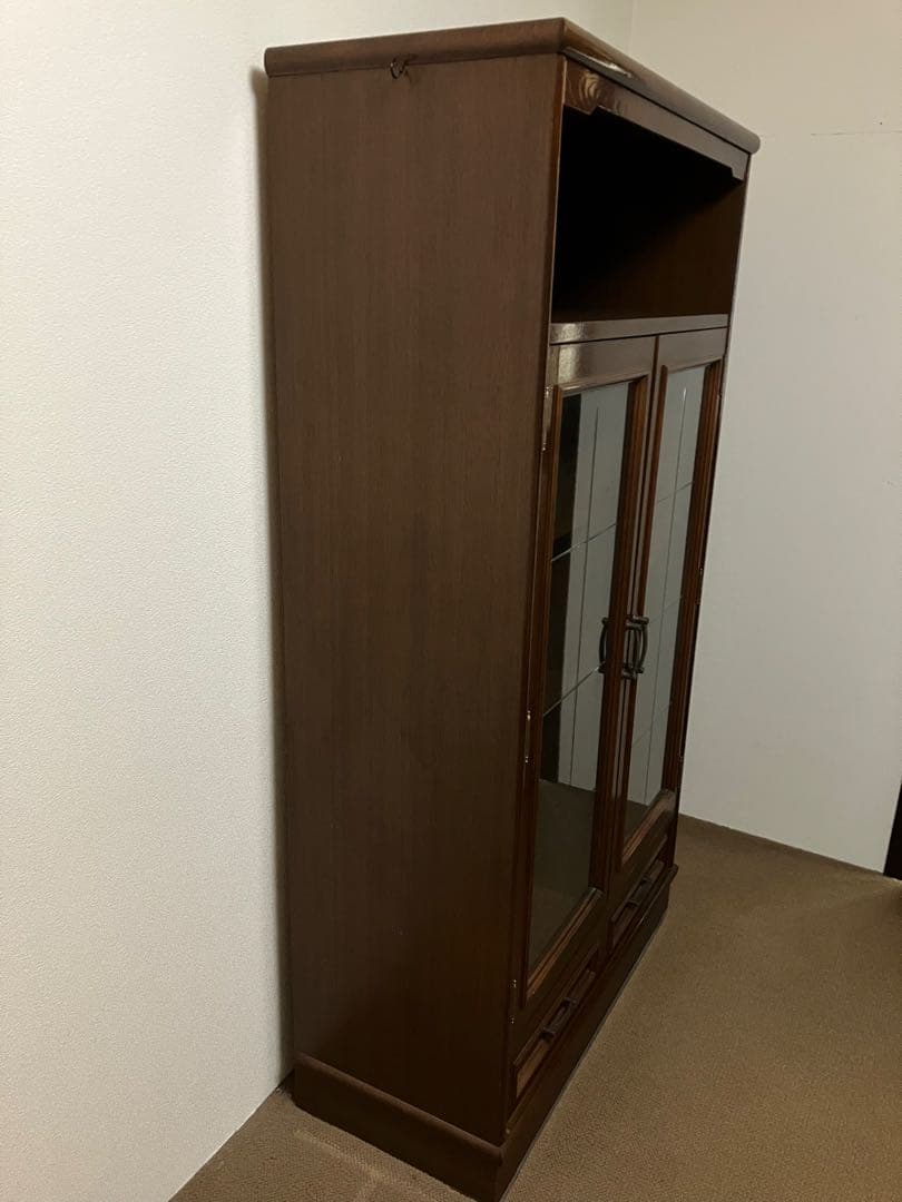 本棚　収納棚　収納　棚　ガラス扉　アンティーク　シンプル　木製　家具