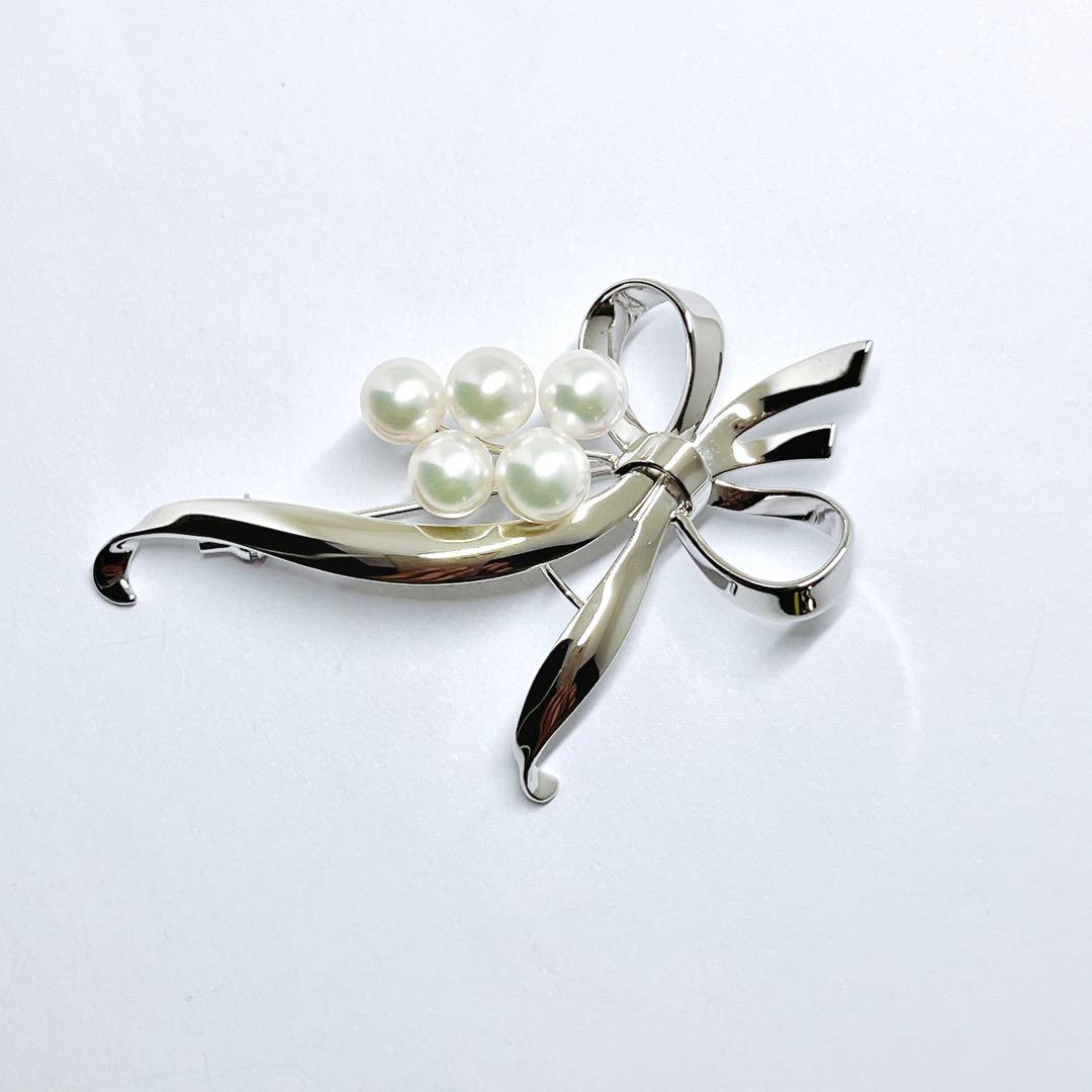 【未使用品級】✨MIKIMOTO ミキモト パール　ブローチ　リボン　愛子様