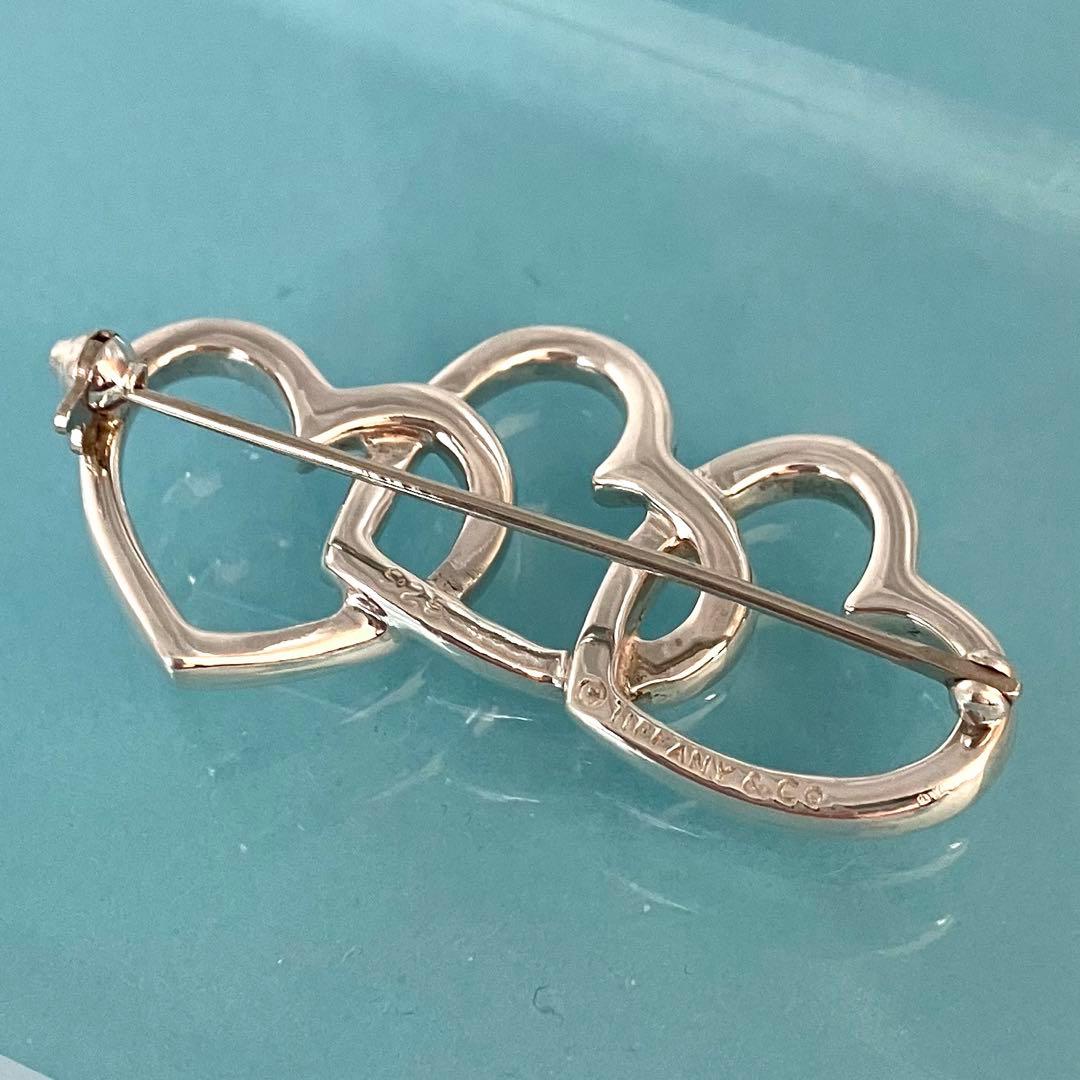 美品 TIFFANY＆Co ティファニー トリプル オープンハート ピンブローチ