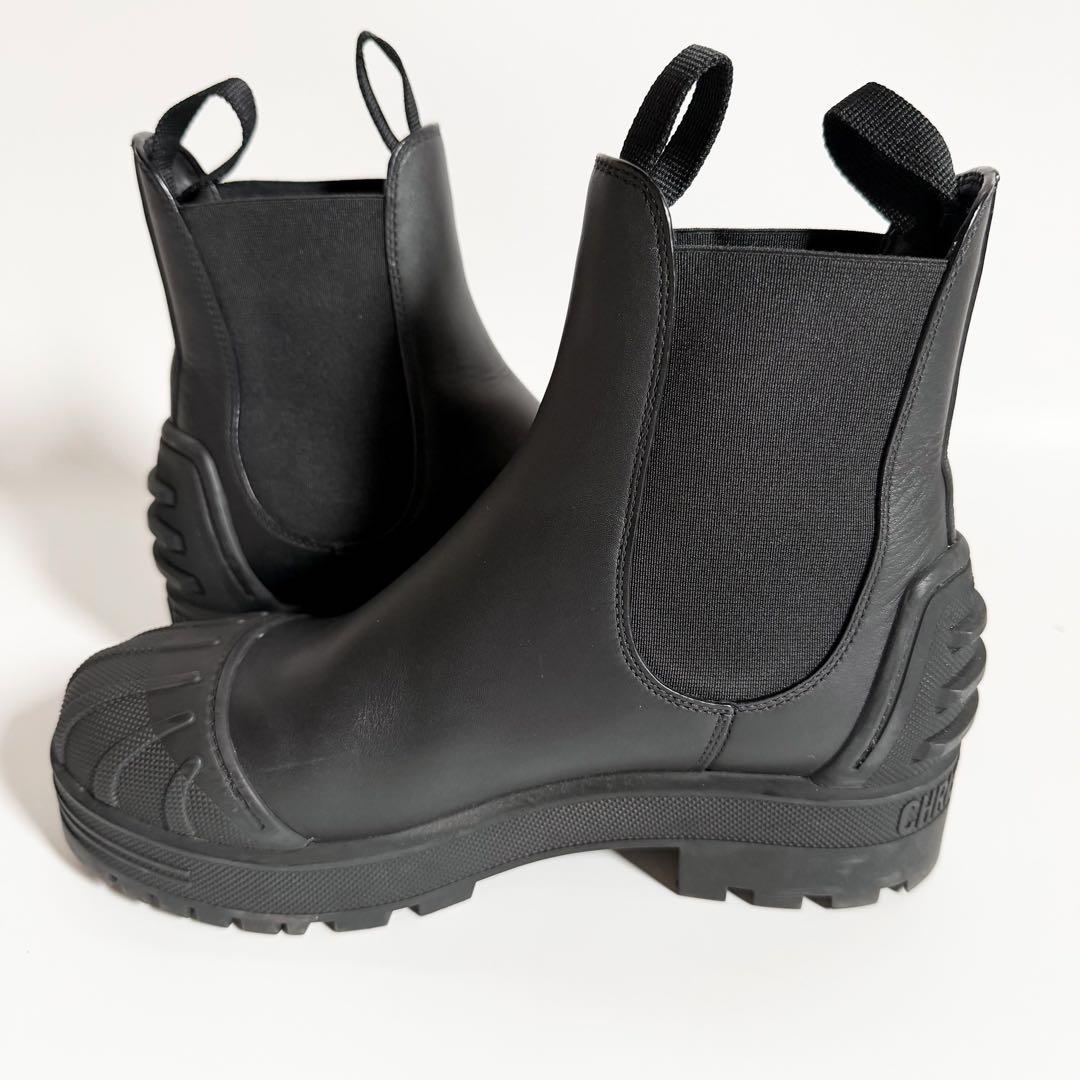 未使用級　ロゴ　厚底　DIOR チェルシーブーツ　サイドゴア　オールレザー