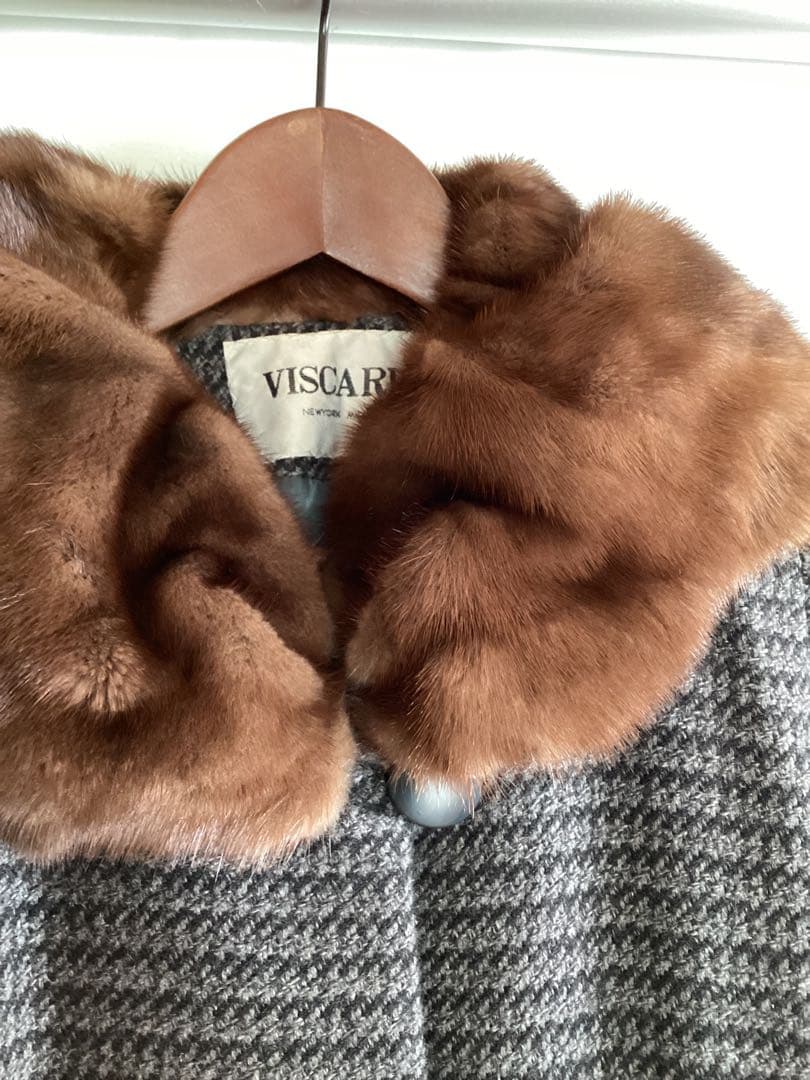 P 美品　VISCARDI カシミヤ100% Aラインコート