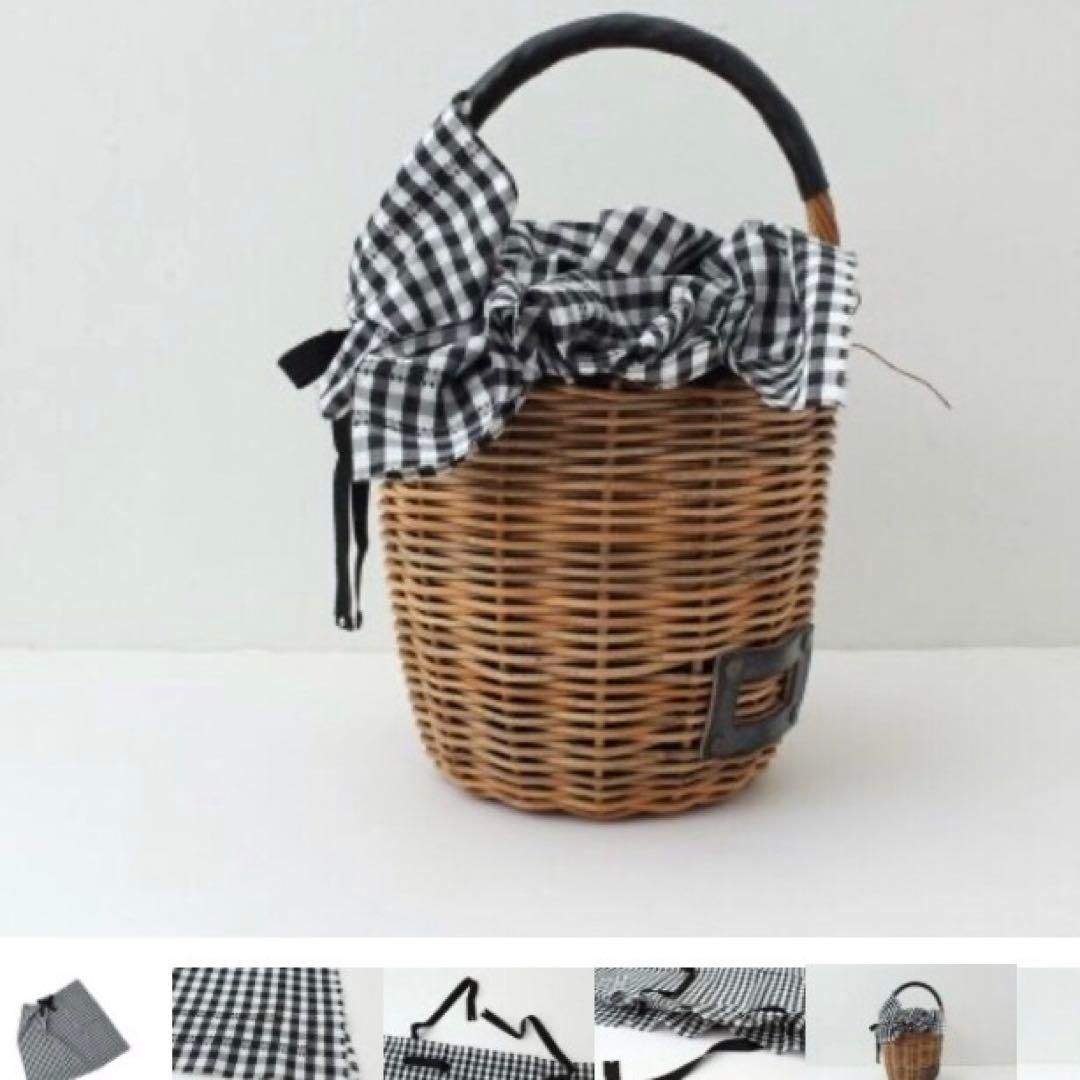 エバゴス ebagos バッグ用かぶせ　ギンガムチェック　ブラック×ホワイト