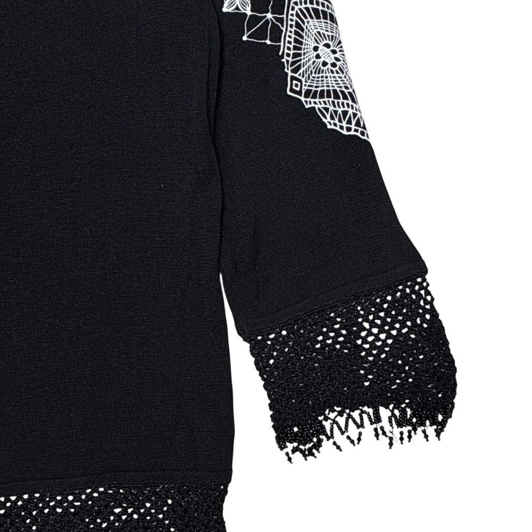 美品✨LEONARD レオナール シルク100% カーディガン ニット 黒 LL