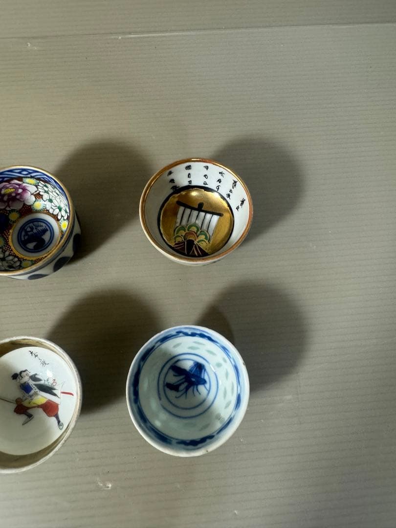 2496 まとめ売り　九谷焼　猪口　6客　時代物