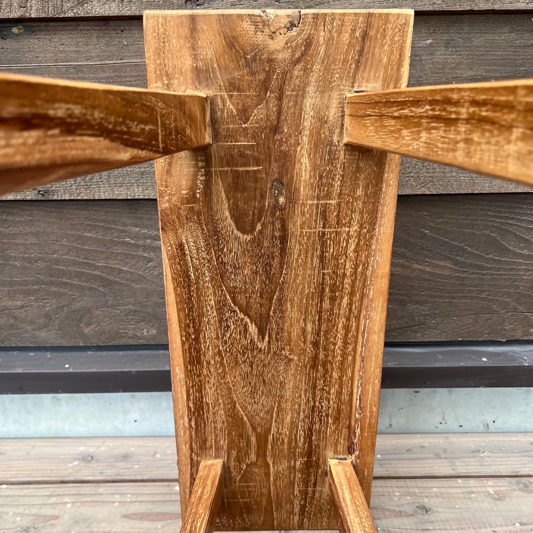 オールドチーク材 一枚板ベンチ60cm チーク無垢材 アンティーク調 スツール