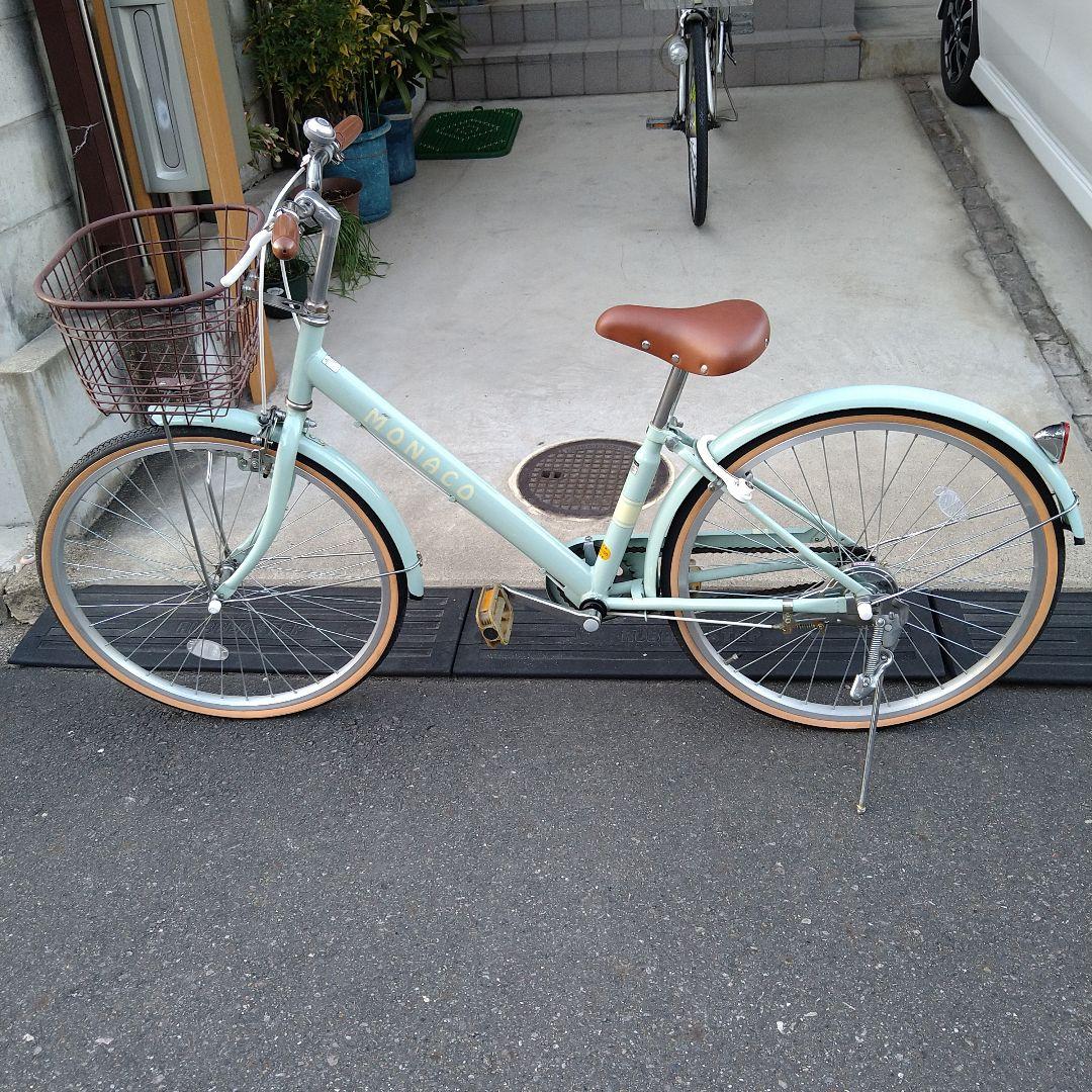 【中古美品】ミントグリーン 自転車24インチ前カゴ付き子供用 小柄な方にも