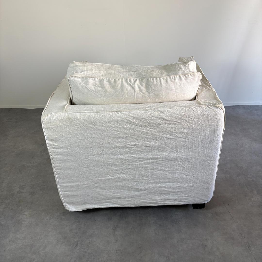 リネン　一人掛けソファ　白