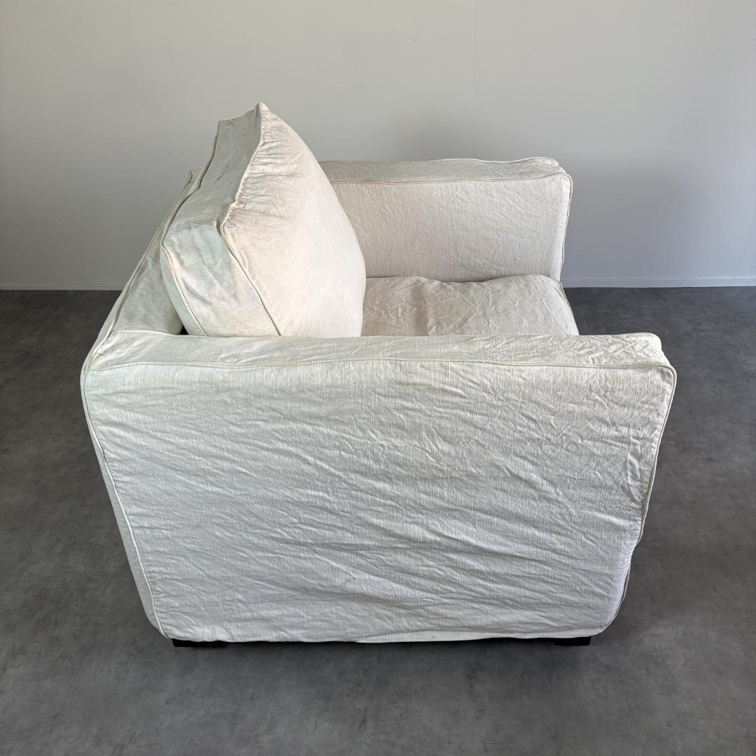 リネン　一人掛けソファ　白