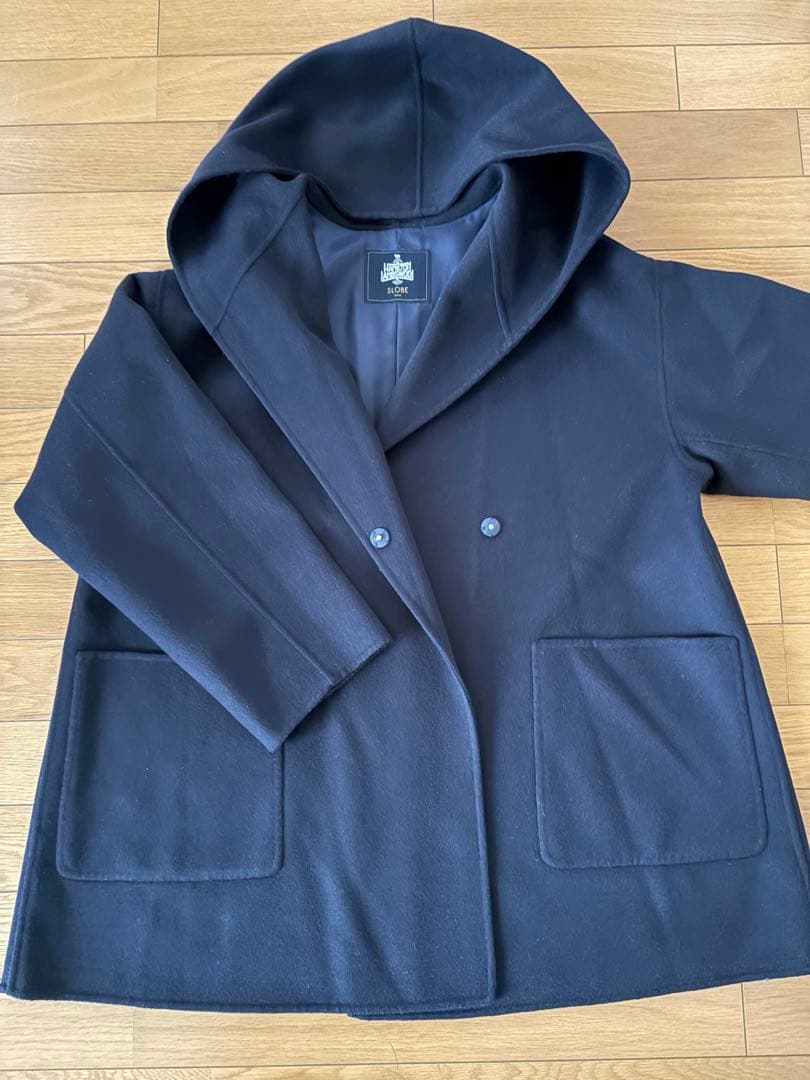 ハミルトンダブルフェイスフードリバーコート　36ネイビー