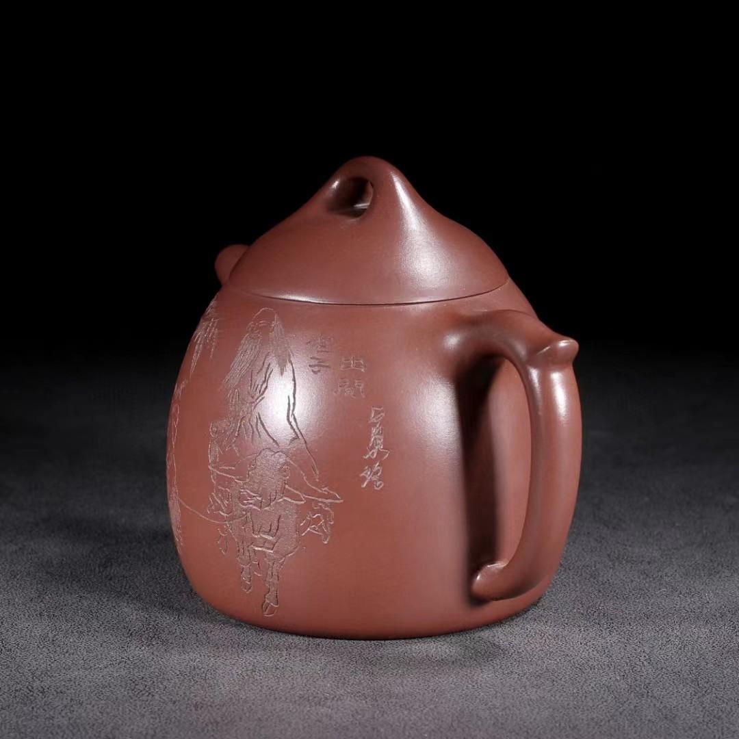 中国古美術・宜興原鉱・秦権 荊南山樵紫砂壺・赤泥急須・茶壺・茶道具・置物・禮器