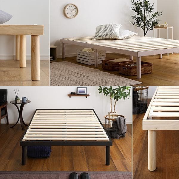 北欧パイン材すのこベッド セミダブル ブラウン [7243]