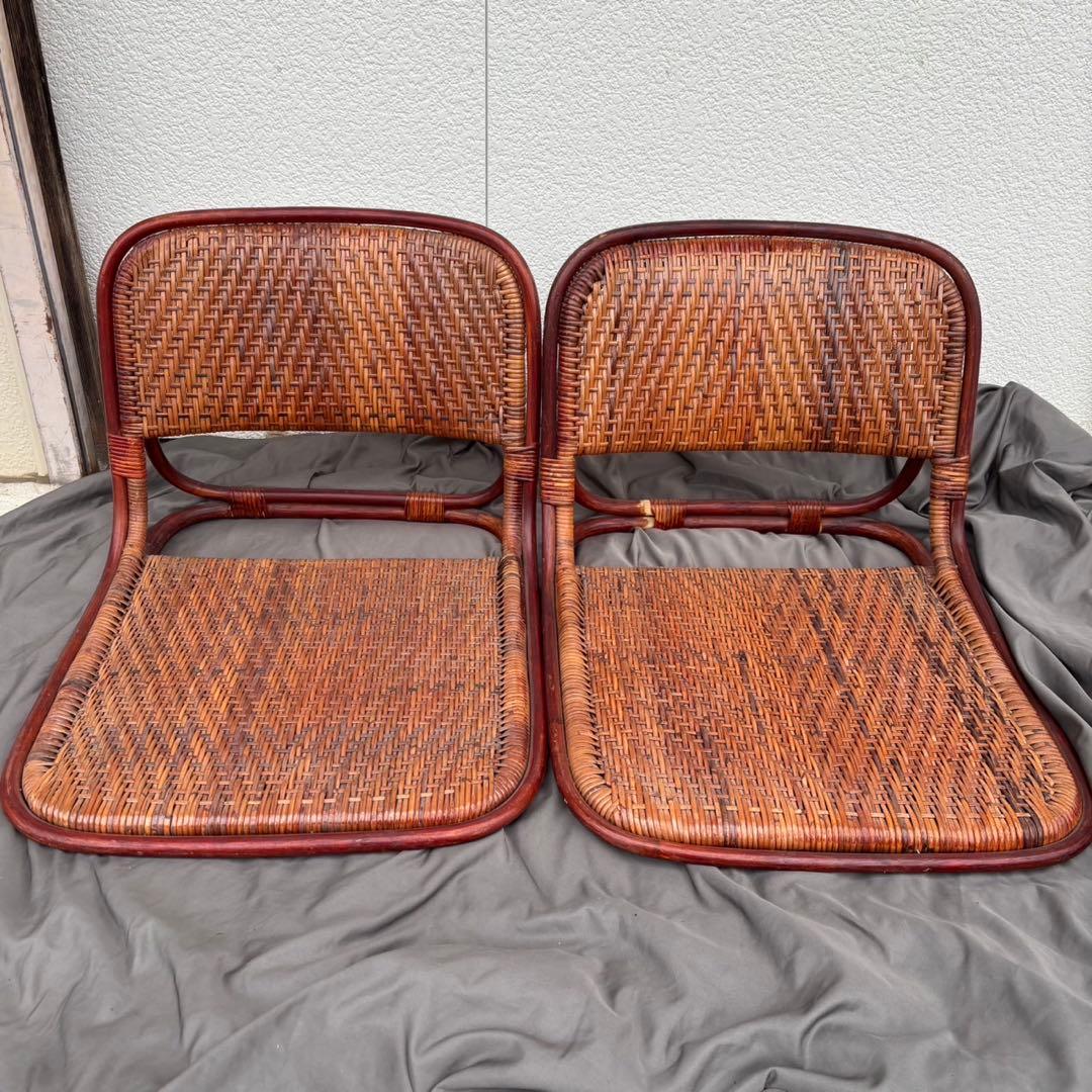 By90　KOIZUMI　座椅子　ラタン　4脚セット　椅子　チェア　和室　古道具