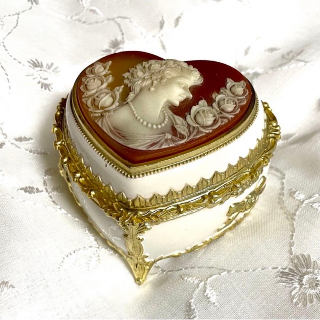 ◆ヴィンテージオルゴール ジュエリーボックス シェルカメオ 世界に一つだけの花①