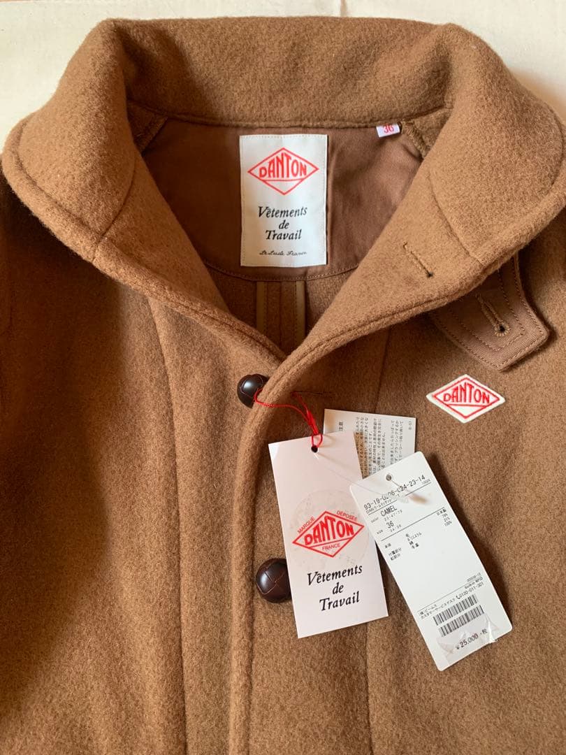 【海苔】ダントンDANTON キャメル36 ウール ピーコート新品タグ付き