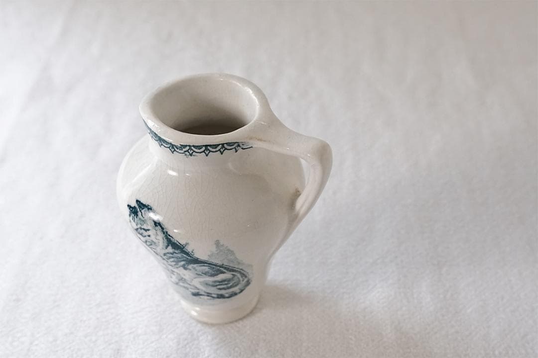 フランスアンティーク　クレイユモントロー　猫　ピッチャー　 7.9cm