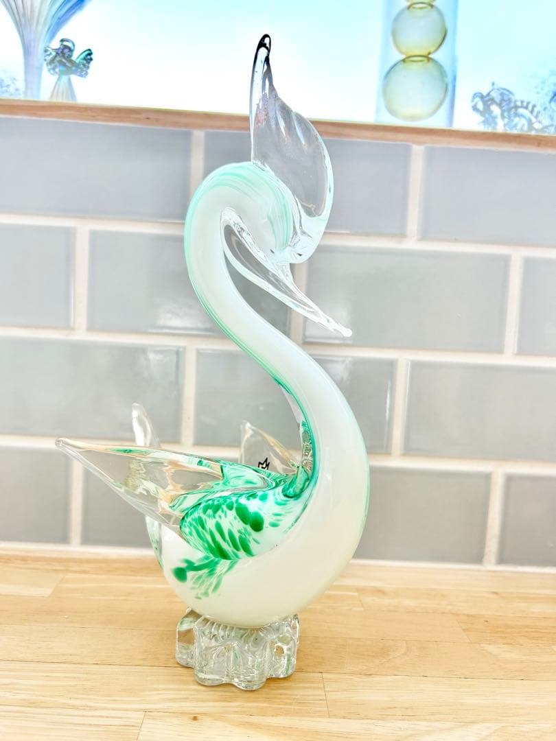 ヴェネチア ベネチア グラス ガラス工芸 swan 白鳥 スワン オブジェ 置物
