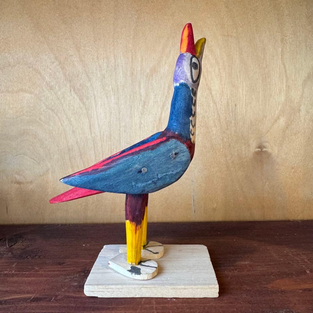 メキシコ ビンテージ ウッドカーヴィング ヒクイドリ 民藝 オブジェ 置物 古物