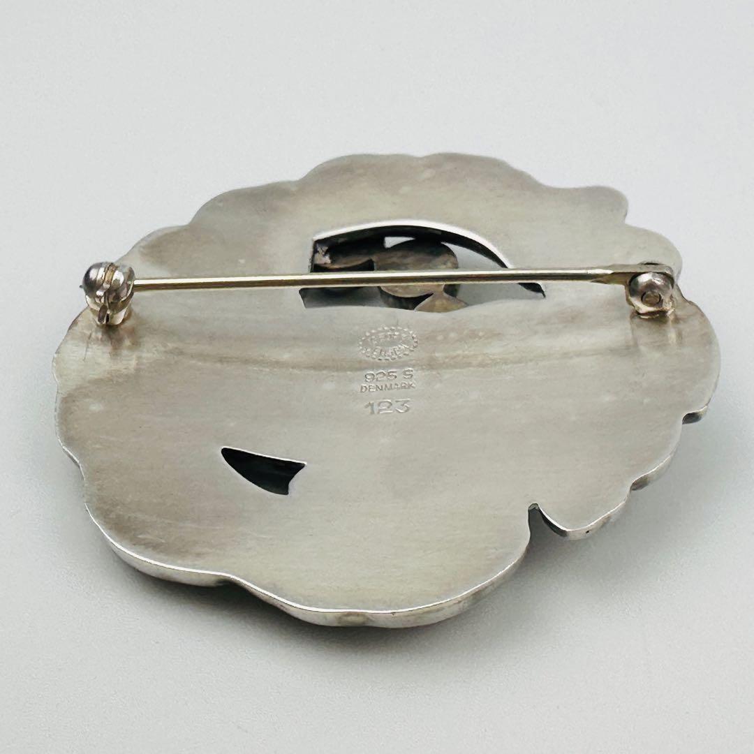 美品　ジョージジェンセン シルバー925 鳥と葉のブローチ　コサージュ　ロゴ