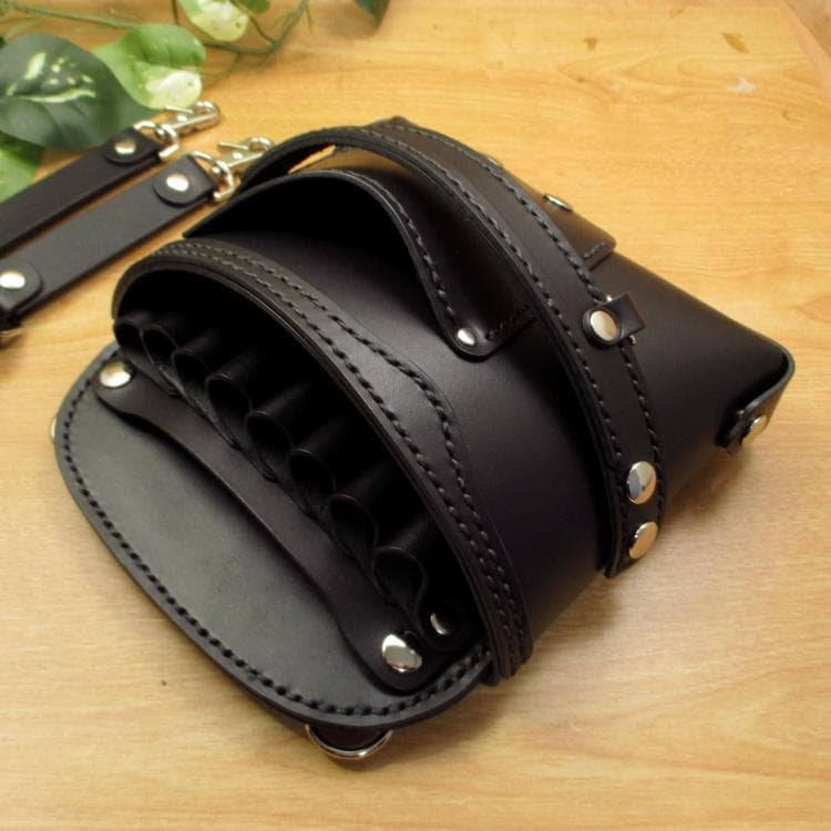 専用　オールブラック　８丁差し　本革シザーケース　SCA-147/CKA