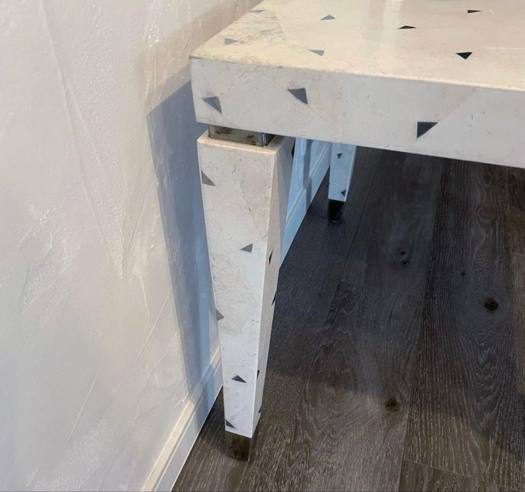 「安心のたのメル便」サイドテーブル ローテーブル コーヒーテーブル石目ホワイト