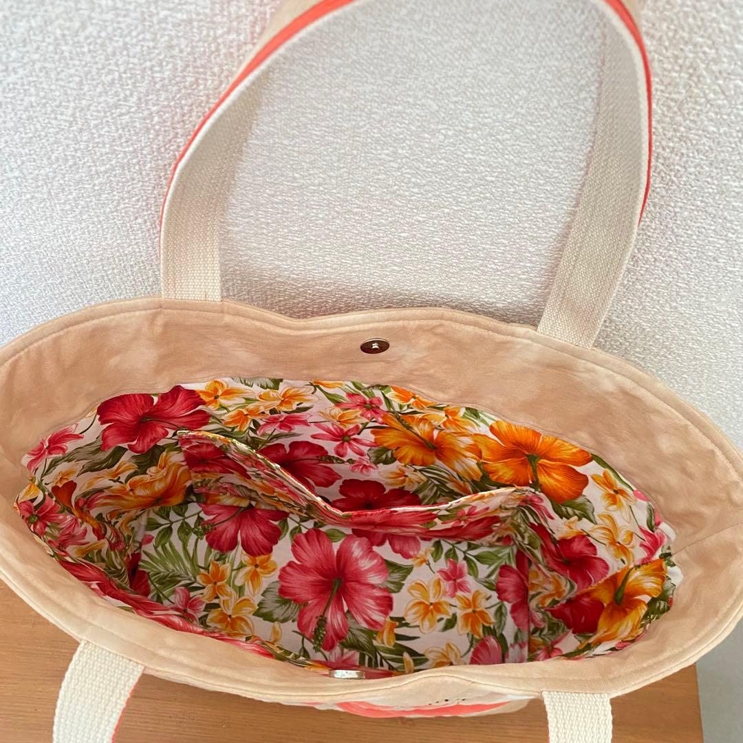 ハワイアンキルト◆トートバッグ◆ハイビスカス&プルメリア◆ハンドメイド