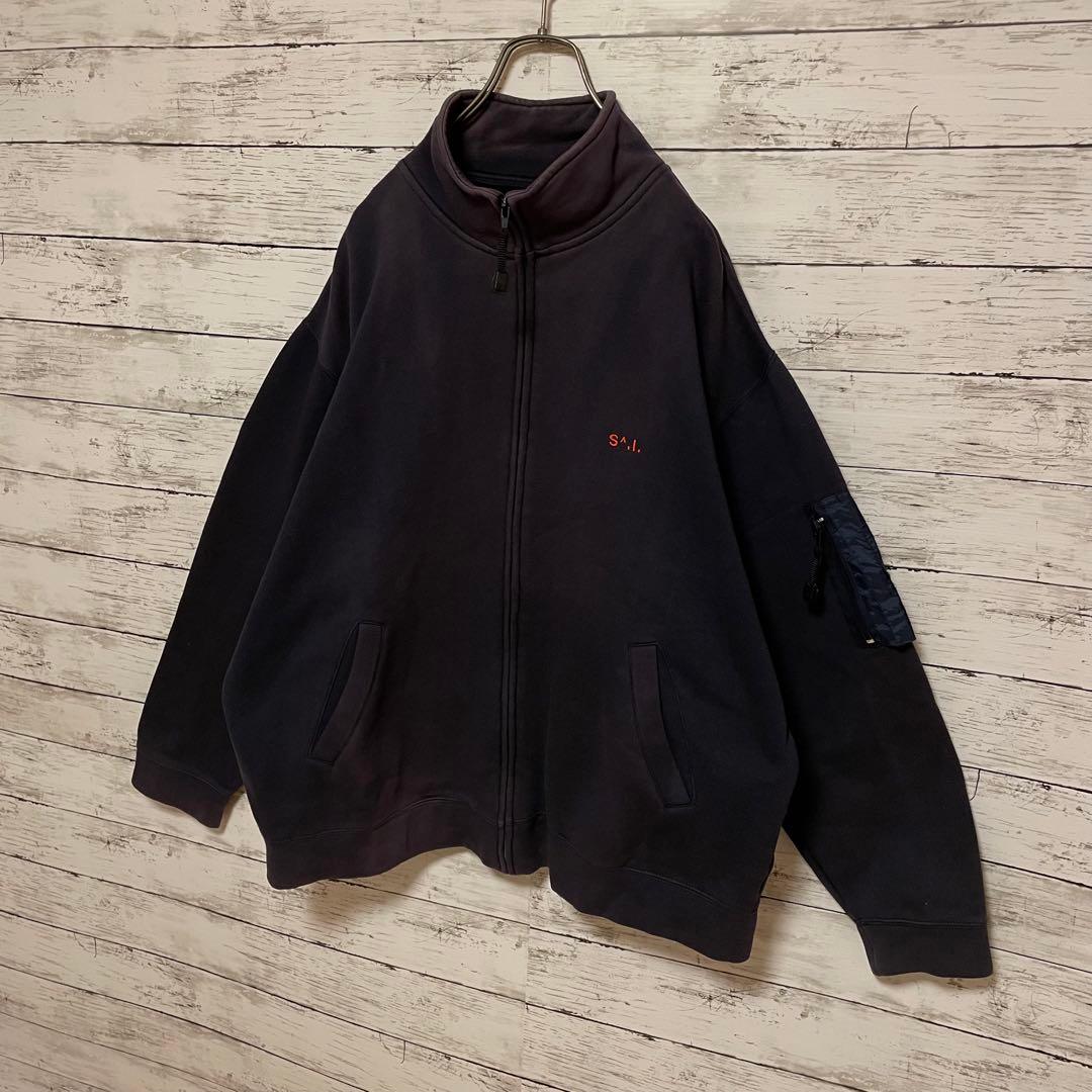 868【人気Lサイズ】ステューシー♤刺繍ロゴ90s 紺タグ　フルジップスウェット