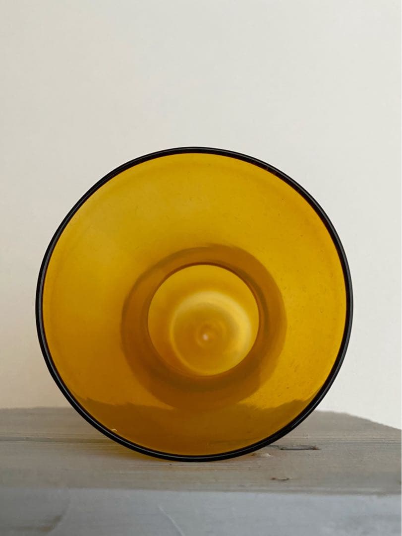 ビンテージ 花瓶 琥珀色 ガラス レトロ フラワーベース 球根 希少 美品