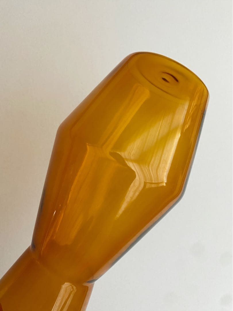 ビンテージ 花瓶 琥珀色 ガラス レトロ フラワーベース 球根 希少 美品