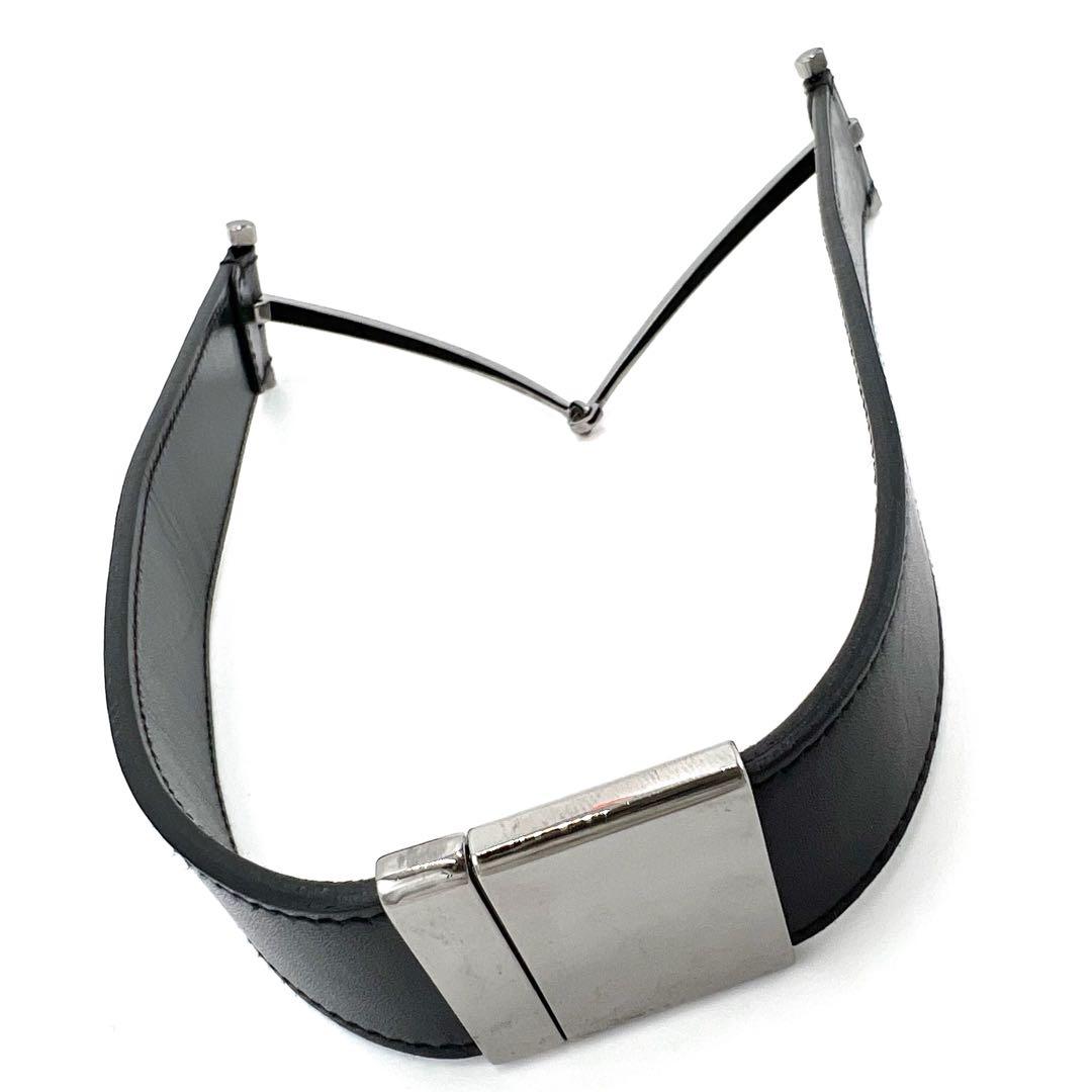 【美品】GUCCI　ベルト　ホースビット　シルバー金具　レザー　ロゴ　ブラック