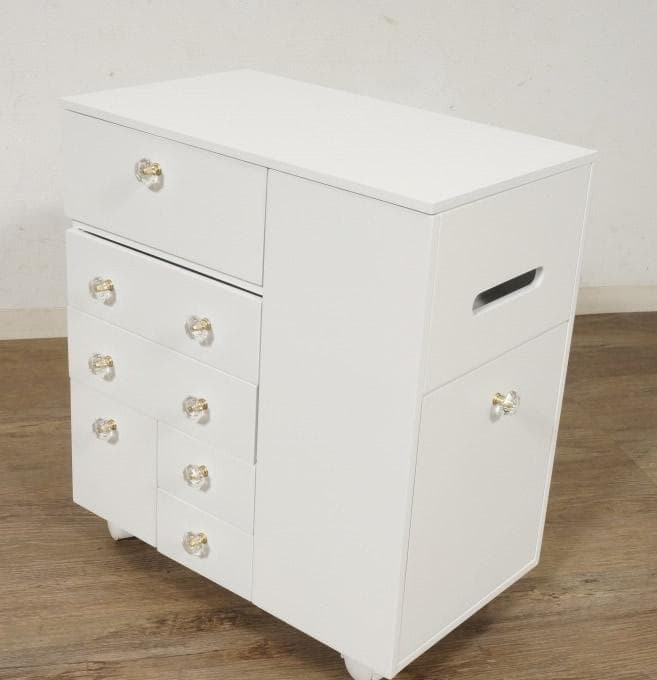 【新品】コスメワゴン　クリスタル調ハンドル ドレッサー　コスメ収納　アウトレット