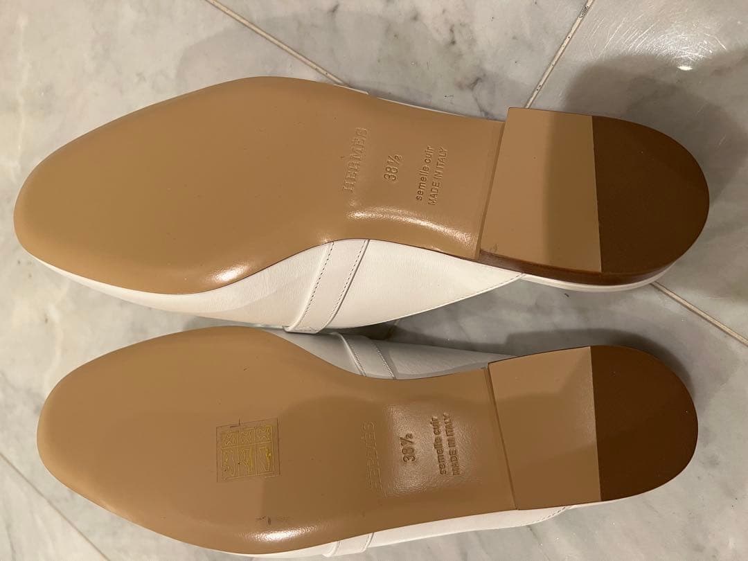 ✨新品未使用✨エルメス　ミュールオズ　38ハーフ　ホワイトカーフ