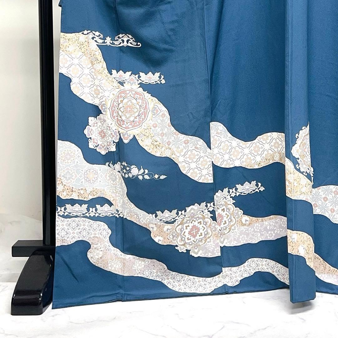 作家もの　色留袖　金駒刺繍　金彩　華紋　花菱　七宝　唐草 紋無し　着物　031k