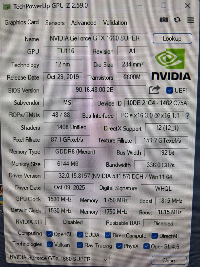 グラフィックボード・グラボ・ビデオカード GeForce GTX 1660 SUPER VENTUS XS OC MSI