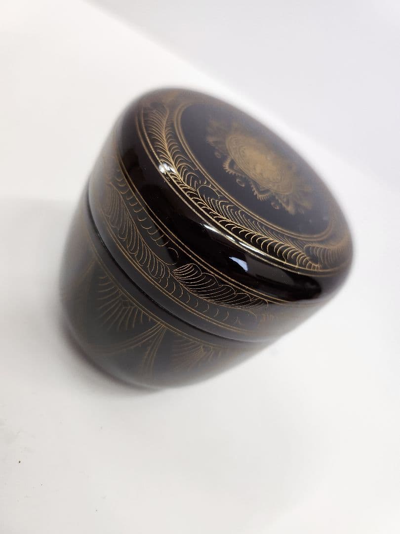 Y951‐7 茶道具 関翠雲 溜塗 金蒟醤 棗 共箱 UUU