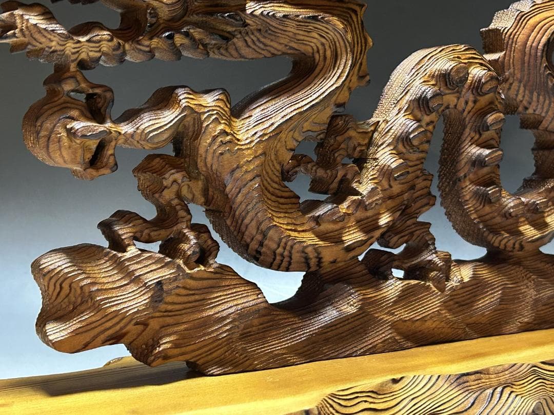 屋久杉　飛龍　置物　４２㎝　龍　木彫　木彫り