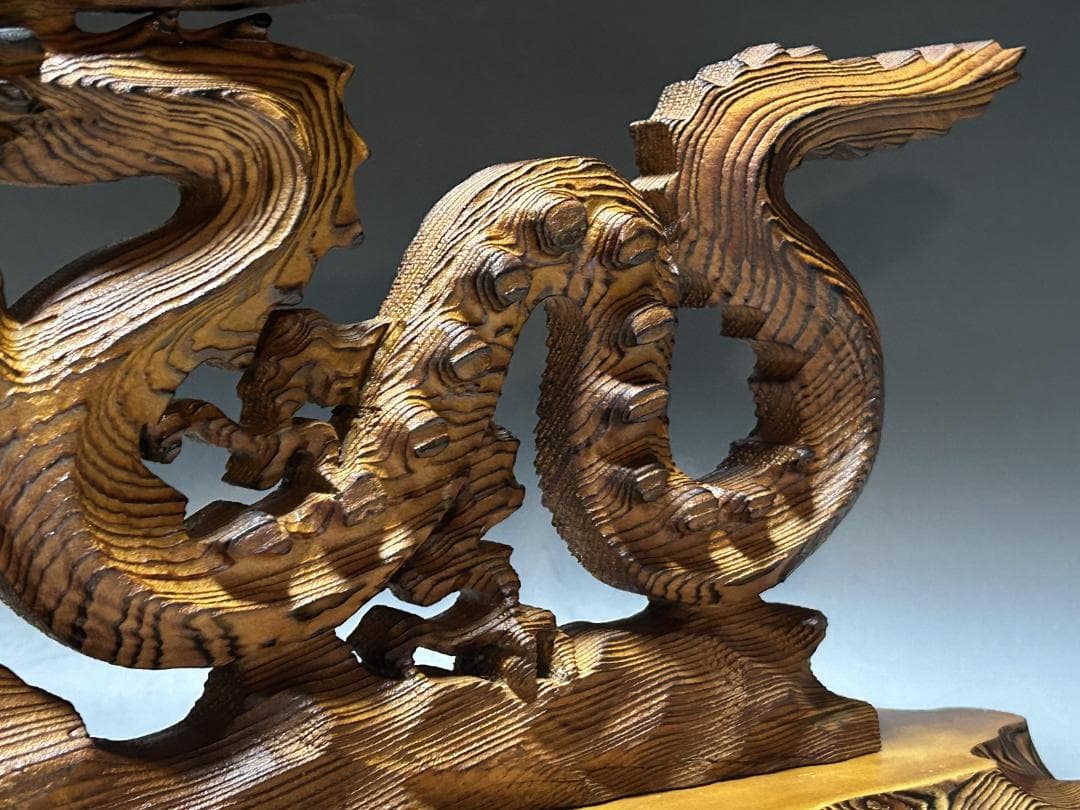 屋久杉　飛龍　置物　４２㎝　龍　木彫　木彫り