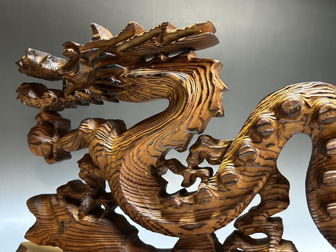 屋久杉　飛龍　置物　４２㎝　龍　木彫　木彫り