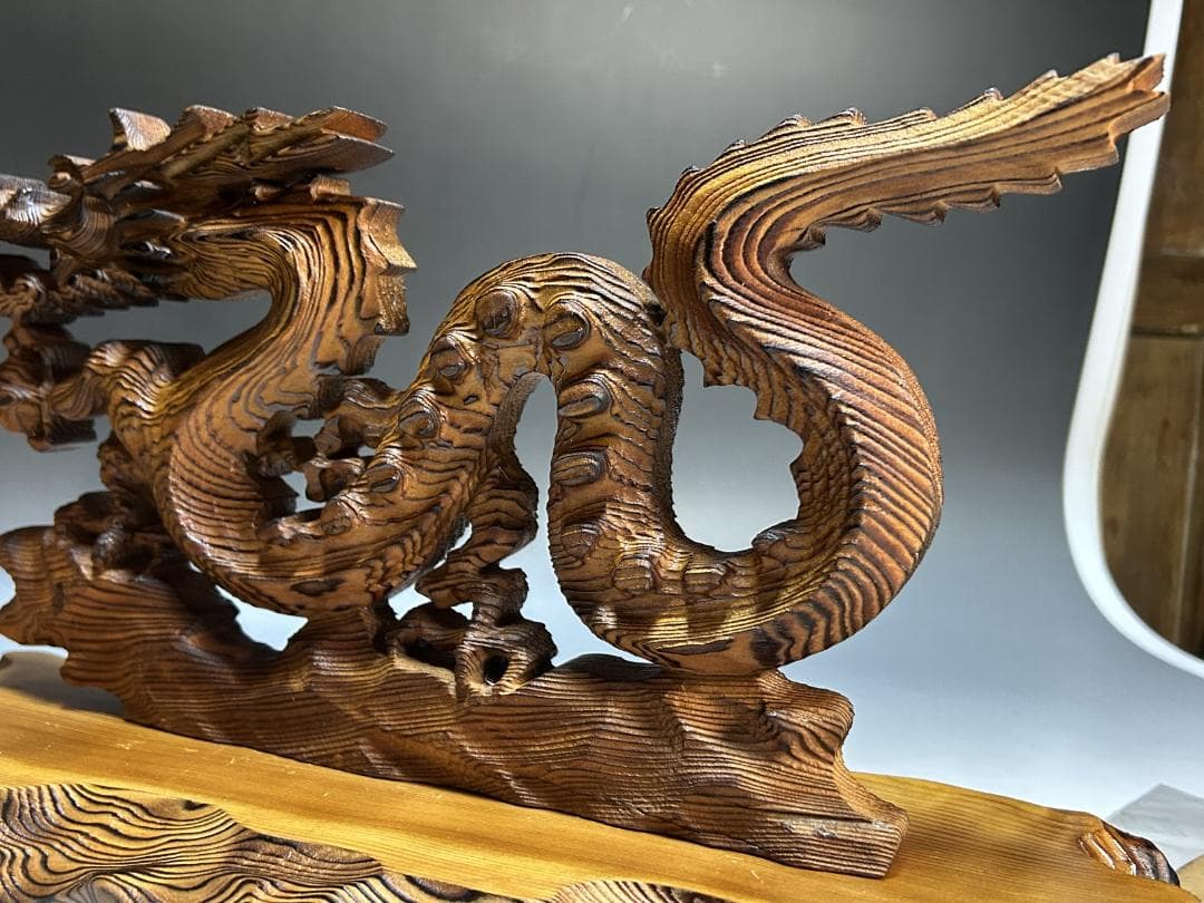屋久杉　飛龍　置物　４２㎝　龍　木彫　木彫り