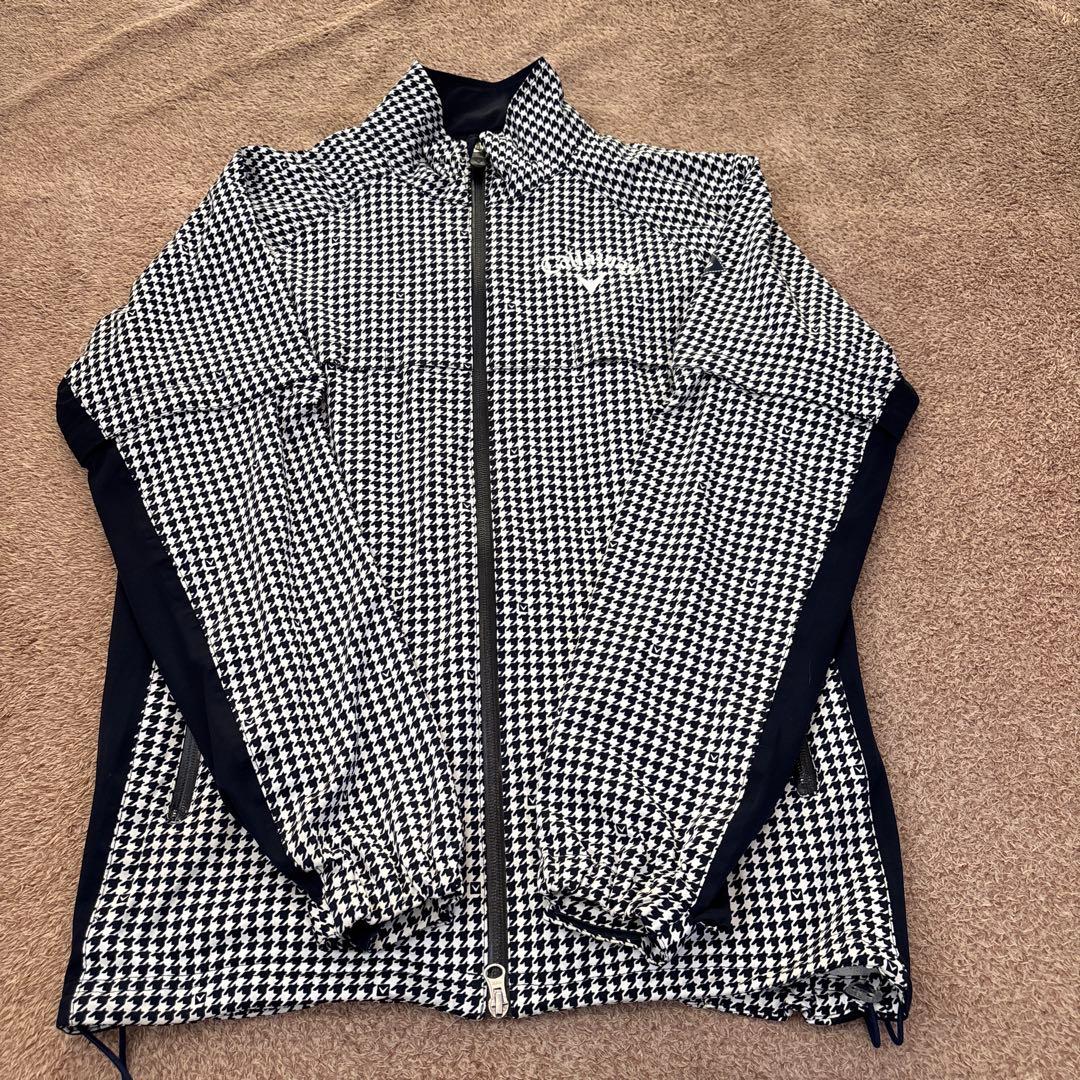 美品　キャロウェイ　レインコート　ジャケット　パンツ　千鳥格子　M ネイビー