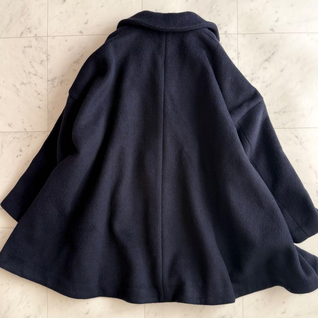 美品 エンフォルド ショートビバー Aライン ウール リバーコート◆ネイビー