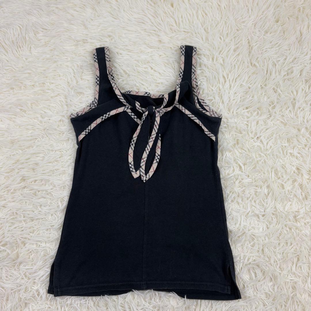 人気　バーバリーブルーレーベル　ノバチェック　リボン　キャミソール　38M 綿